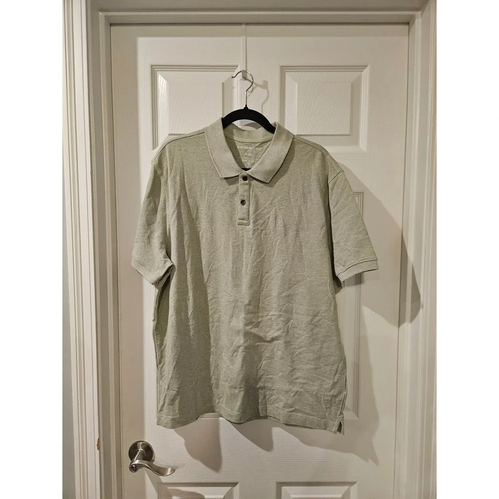 Banana Republic Mens Pique Polo Bundle XL Truffle Brown &‎ Mid Green Heather NWT